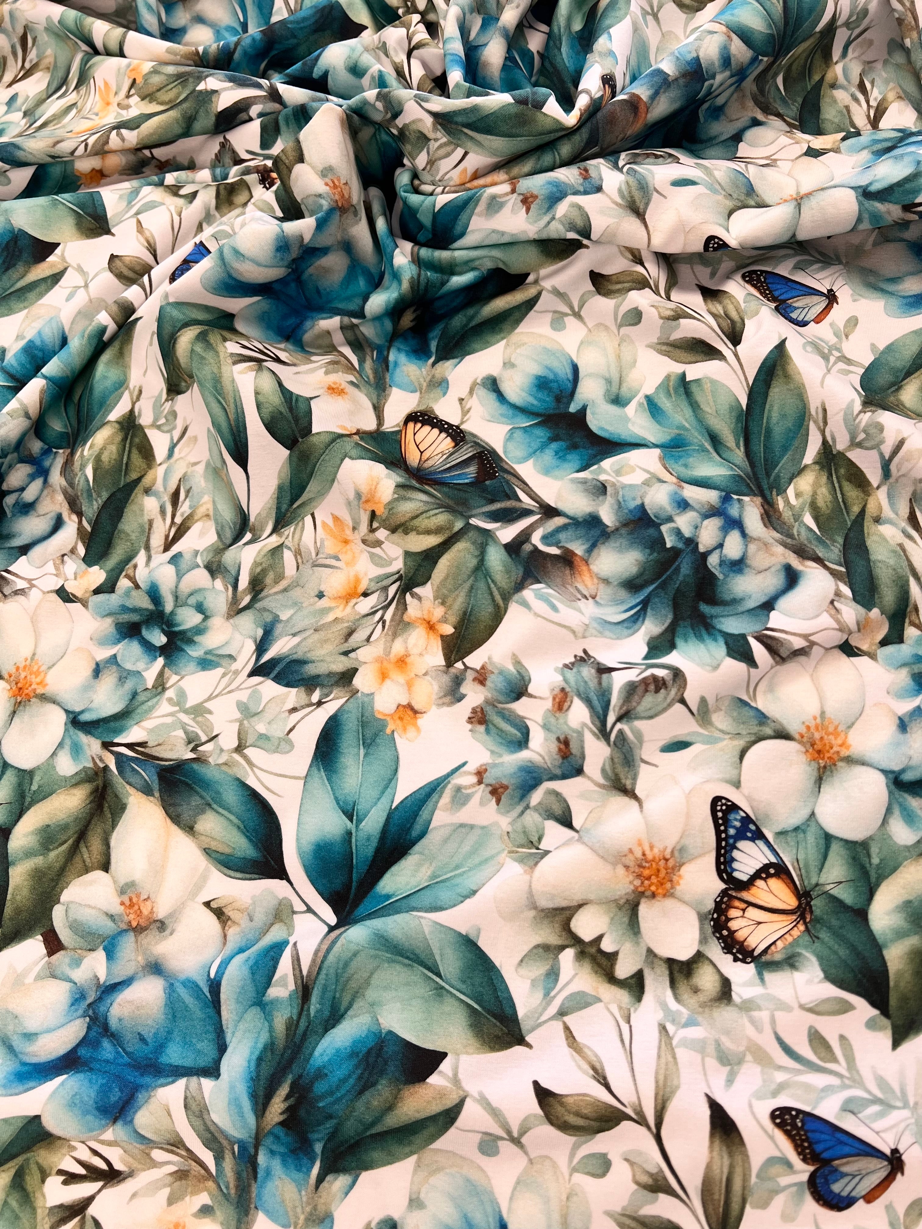 Bio Jersey "Smaragd Flowers" REST 60 cm